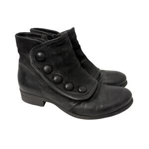 Miz Mooz Black Ankle Booties with Button Accents